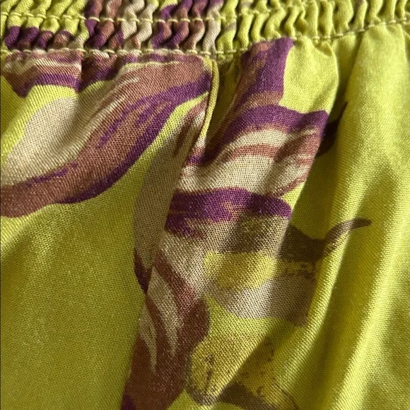 Sundance Mustard Yellow Smocked Top with Maroon Floral Accents NWOT.   CG - Picture 3 of 3